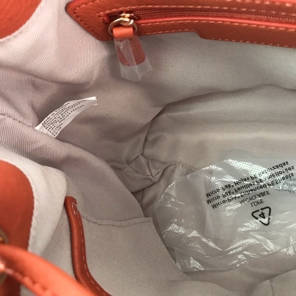 New! Lauren Conrad Faux Leather Hobo Bucket Burnt Orange Rust Crossbody Bag - Picture 9 of 10